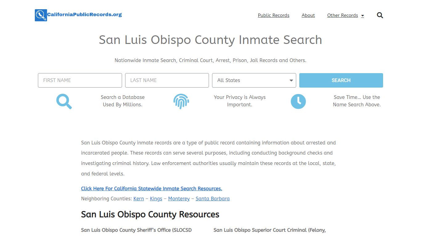 San Luis Obispo County Inmate Search - Current & Past SLOCSD CA Jail ...
